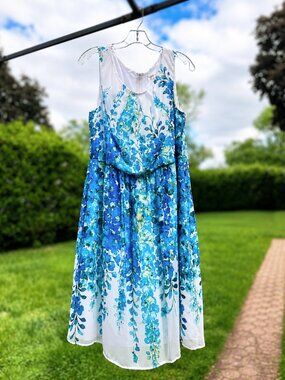 Blue & White Floral Dress
